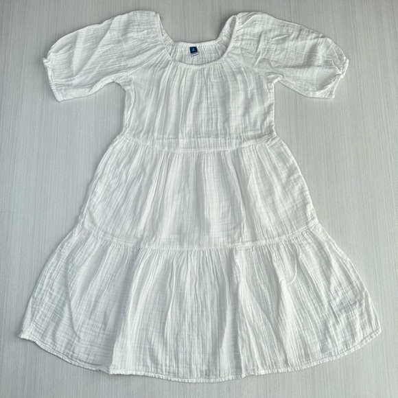 OLD NAVY Mini Dress White XS Tall Crinkle Gauze Tiered Pockets Flowy Peasant NWT - Picture 9 of 15
